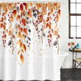 thumbnail image 2 of Orange Fall Leaves Shower Curtain, Waterproof Shower Curtains for Bathroom, Vintage Country Plants Pastoral Farm Washable Fabric Bathtub Curtain Set Bath Decor with 12 Hooks 48"x72", 2 of 8