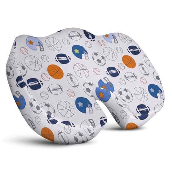 Premium Sports Pattern Memory Foam Seat Cushion Ergonomic Chair Pad for Office Chair, Car, Airplane & Bleachers Sciatica, Tailbone Hip & Back Pain Relief - Chair Cushion for Long Office Workers.