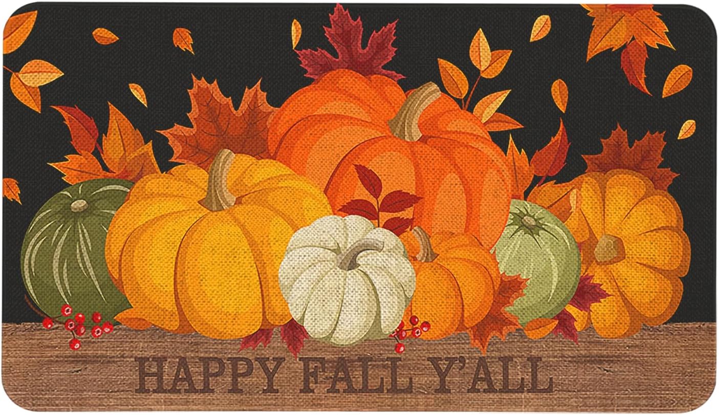 Fall Pumpkin Door Mat 30 X 17 Inch Happy Fall Y''all Doormat Indoor