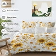 thumbnail image 3 of Country Watercolor Bedding Duvet Cover Set King Size 4 Pieces Sunflowers Yellow Green Leaf Vintage Bedding Set with Zipper Closure, 1 Comforter Cover 92x106 Inches 1 Flat Sheet & 2 Pillow Cases, 3 of 7