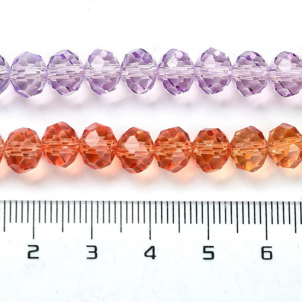 20 Strand Transparent Painted Glass Beads Strands Faceted Rondelle Colorful 6x5mm Hole: 1mm about 80~85pcs/strand 38~40cmDIY