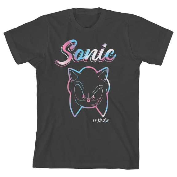 Sonic the Hedgehog Tie Dye Character Outline Youth Girl Black Short Sleeve Tee-Medium