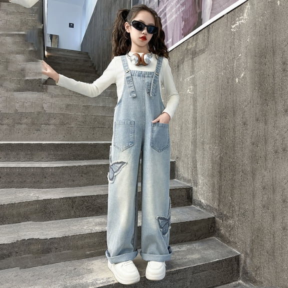 Overalls for Girls Slim Fit Jean Overalls Sleeveless Jumpsuit Girls Jumper 6-7 Years
