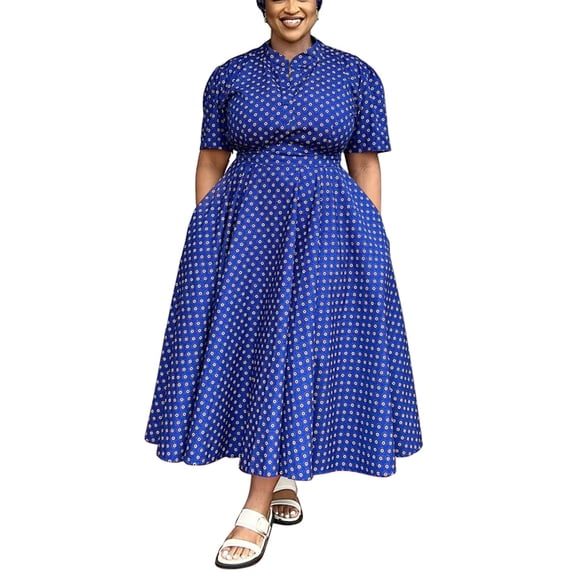 AURA Plus Size Boho Maxi Dress Women V Neck Summer Print Dress Short Sleeve Casual Vacation Dress