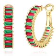 thumbnail image 1 of Aretes GLOQUAT Chapados en Oro 14K con CZ Rojo y Verde 25 mm, 1 of 6