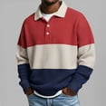 thumbnail image 4 of Breezora Men's Color Block Shirt Long Sleeve Popular Versatile Waffle Knit Shirt Trendy Casual Wear for Youth XXXL Size Red, 4 of 4