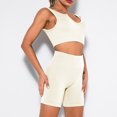 thumbnail image 3 of Women Sports Set Ribbed Crop Tops Removable Pad High Waist, 3 of 8