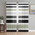thumbnail image 2 of Sheer Curtains 84 inches Long 2 Panels Set Abstract Striped Light Filtering Sheer Drapes Rod Pocket Window Curtains for Living Room/Bedroom, Sage Green Black White, 2 of 8