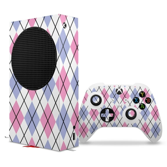 WraptorSkinz Skin Wrap compatible with the 2020 XBOX Series S Console and Controller Argyle Pink and Blue (XBOX NOT INCLUDED)