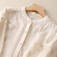 thumbnail image 4 of Womens Shirts Retro Embroidered Patchwork Elegant Spring Summer T Shirts for Women White L, 4 of 8