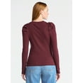 thumbnail image 3 of Time and Tru Women's Top with Long Puff Sleeves, Size XS-XXXL, 3 of 5