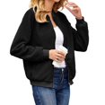 thumbnail image 2 of Spring Fall Women Long Sleeve Bomber Jacket Zipper Casual Fleece Coat, 2 of 5