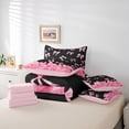 thumbnail image 6 of Feelyou Kawaii Bow-tie Bedding Comforter Set 7pcs, Cartoon Black Pink King Bedding Sets, 6 of 8