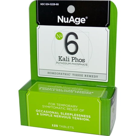 - NuAge #6 Kali Phosphoricum Tablets, Natural Relief of Occasional Sleeplessness & Simple Nervous Tension, 125 Count