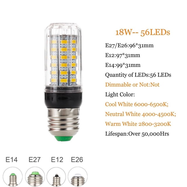 Bombillas LED tipo mazorca de maíz, focos de alta potencia para mesa, escritorio, hogar, interior, E27, E26, E12, E14, B22, AC 220V, 230V, 240V, 7W-35W, 10 Uds.