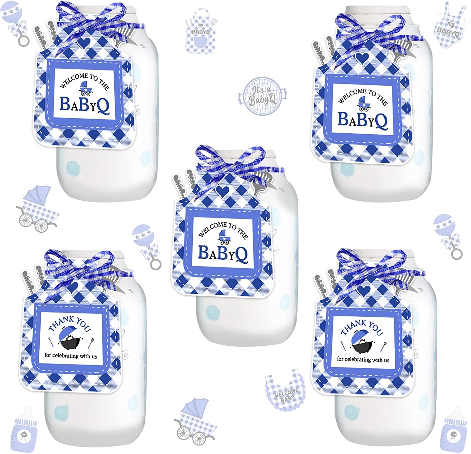 100PCS Baby Q Thank You Favor Tags, BBQ Themed Baby Shower Party