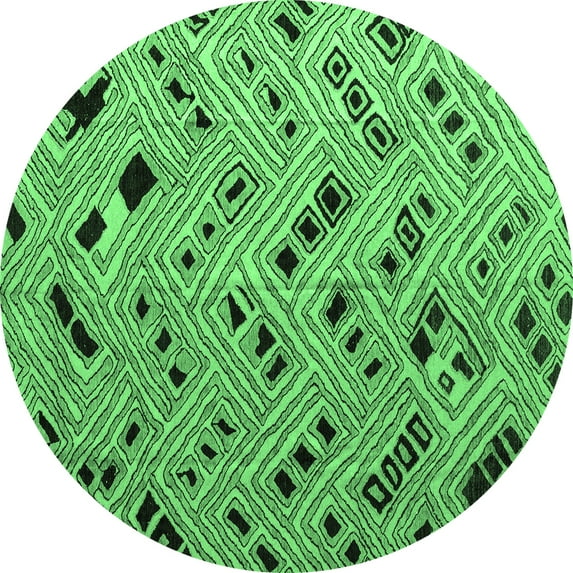 Ahgly Company Indoor Round Abstract Emerald Green Modern Area Rugs, 8' Round