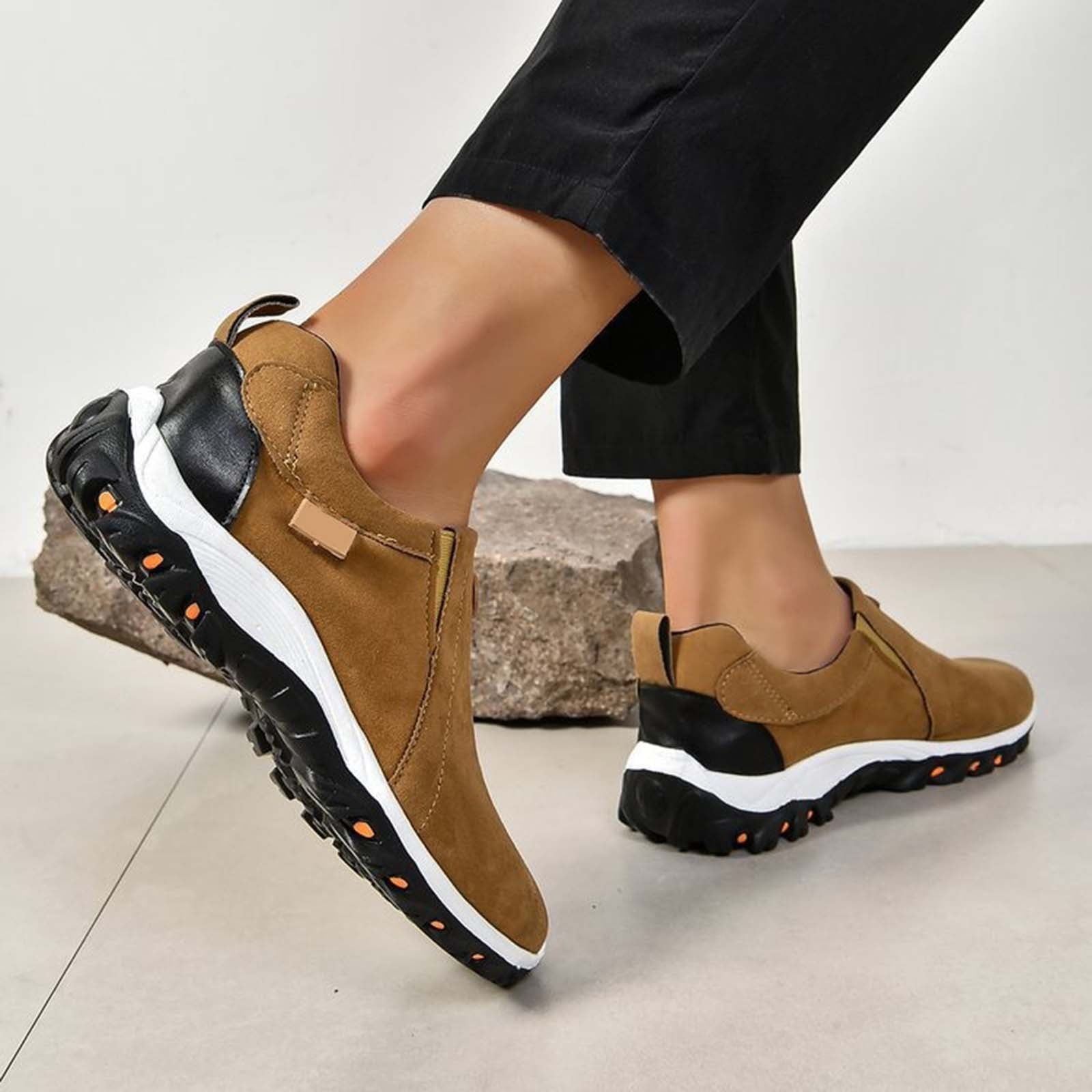 Dakaela Men's Slip on Loafers Comfortable Leather Casual Walking Shoes for Work Office Dress Outdoor