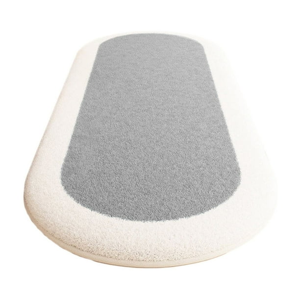 Alfombra ovalada suave y mullida para dormitorio, alfombra larga de felpa para sala de estar, antideslizante, absorbente de agua, de terciopelo y vellón, lavable, para el hogar, baño y entrada.