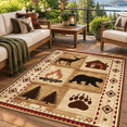 Rustic Bear Rugs Rustic Cabin Bear Deer Area Rug 3x5 Lodge Country For Bedroom Washable ...