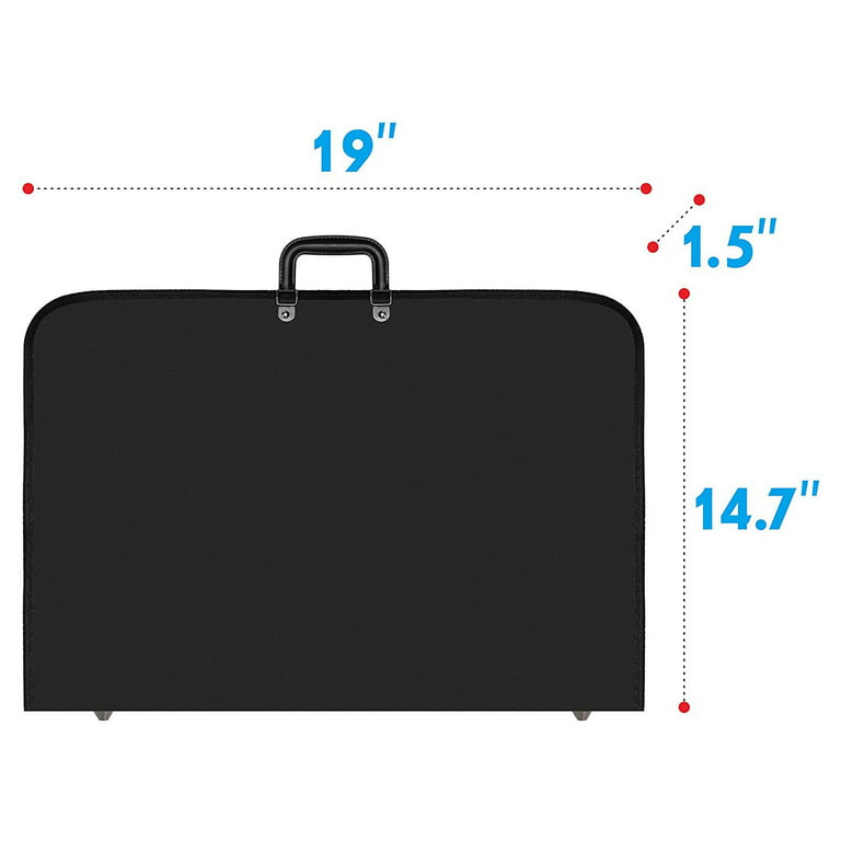 Black Art Portfolio Case Artist Carrying Case Artist Portfolios Case with  Shoulder Strap (19X14.7X1.5 Inches) 