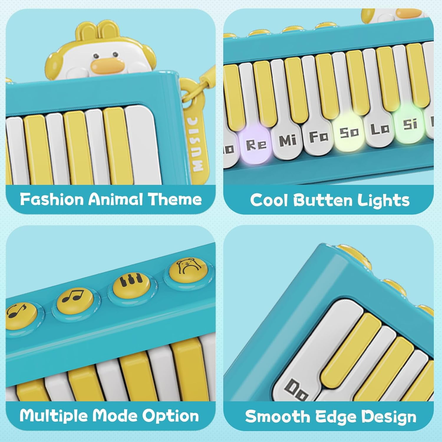Kids Mini Piano Toys, Rainbow Lights, Toddler Pocket Travel Piano Keyboard for 1-3, Portable Musical Instrument Toys, Music Interactive Birthday Gift 2 4 5 6 Year Old Boy Girls Child