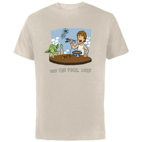 Star Wars “Use the Fork, Luke” Yoda Chopsticks Funny - Short Sleeve Cotton T-Shirt for Adults - Customized-Natural