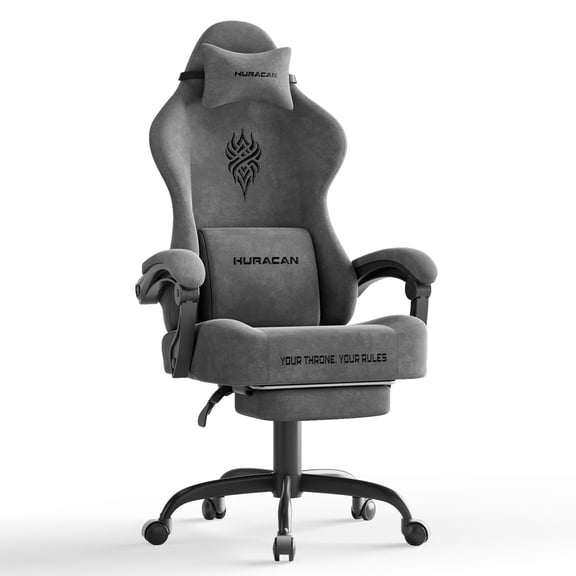 Wasait Gaming Chair with Footrest High Back Ergonomic Game Chair with Headrest and Massage Lumbar Cushion Reclining Computer Office Gamer Chair for Adults, Gray