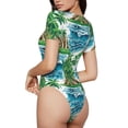 thumbnail image 3 of Daiia Hawaii Palms print Women's Crew Neck Short Sleeve Bodysuit Fashion Tops Fit Casual Basic Extender Bodysuit-Large, 3 of 9