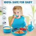 thumbnail image 5 of AYAOQIANG Soft Silicone Baby Feeding Set, Baby Led Weaning Set Infant Self Eating Utensil Set 7pcs Gray Blue, 5 of 8