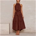 thumbnail image 3 of SHENGXINY Women's High Neck Sleeveless Summer Dresses Sexy Polka Dot Evening Sling Long Maxi Sun Dress Casual Bandage Beach Party Club Dress, 3 of 5