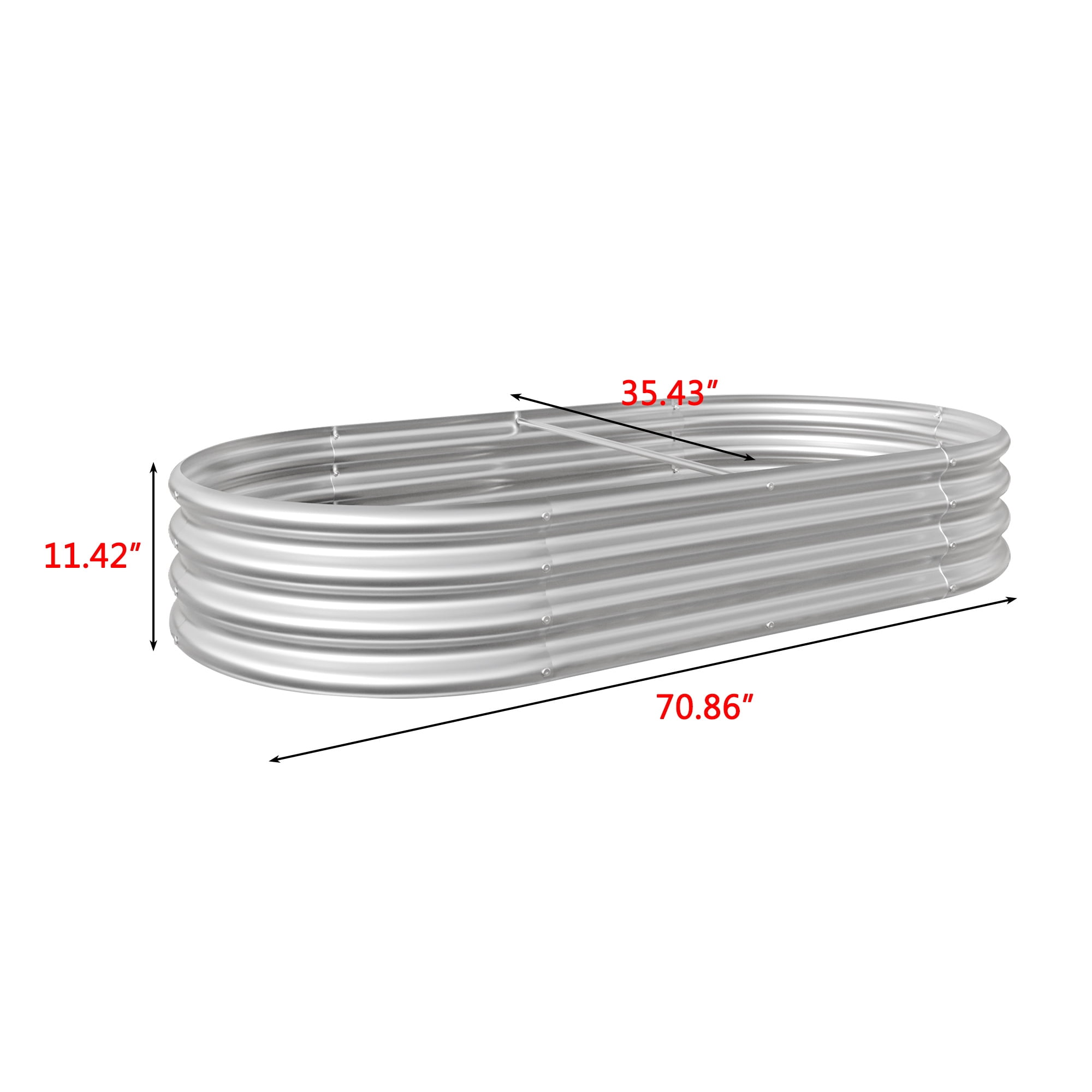 Miniyam 5.9×2.95×0.95ft Metal Raised Garden Bed, Oval Raised Planter for Flowers Plants, Vegetables Herb, Silver