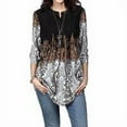 thumbnail image 3 of Chemise Femme T-shirt Imprimé Bohème Col Rond Col Haut Blouse Casual Top, Noir, L, 3 of 5