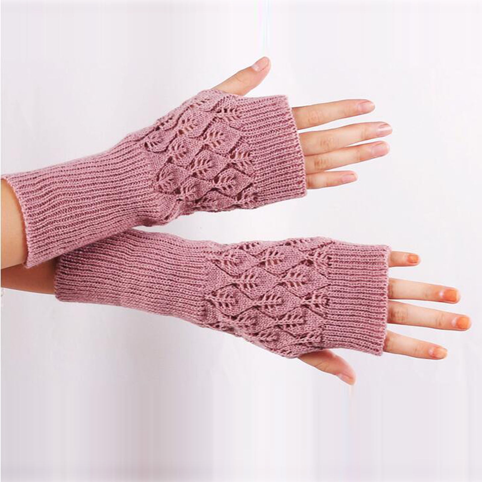 Ladies Women Winter Soft Knitted Hand Wrist Warmer Warm Gloves Mittens UK Seller 