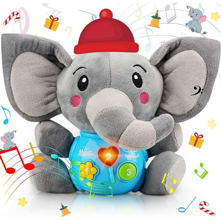 HTWW Plush Elephant Music Baby Toys 0 3 6 9 12 Months, Cute Stuffed ...