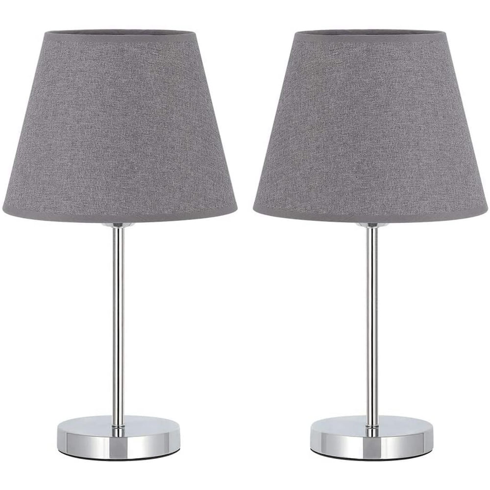 Bedside Lamps Set of 2 with Metal Base Fabric Lamp Shade, Modern