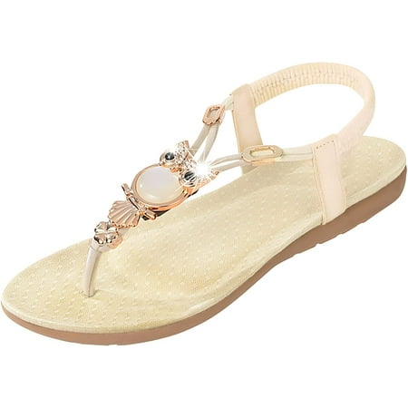 Women Dressy Summer Flat Roman Slip on Women s Open Toe Sandals Comfy Pluse Size Casual Outdoor Shoes
