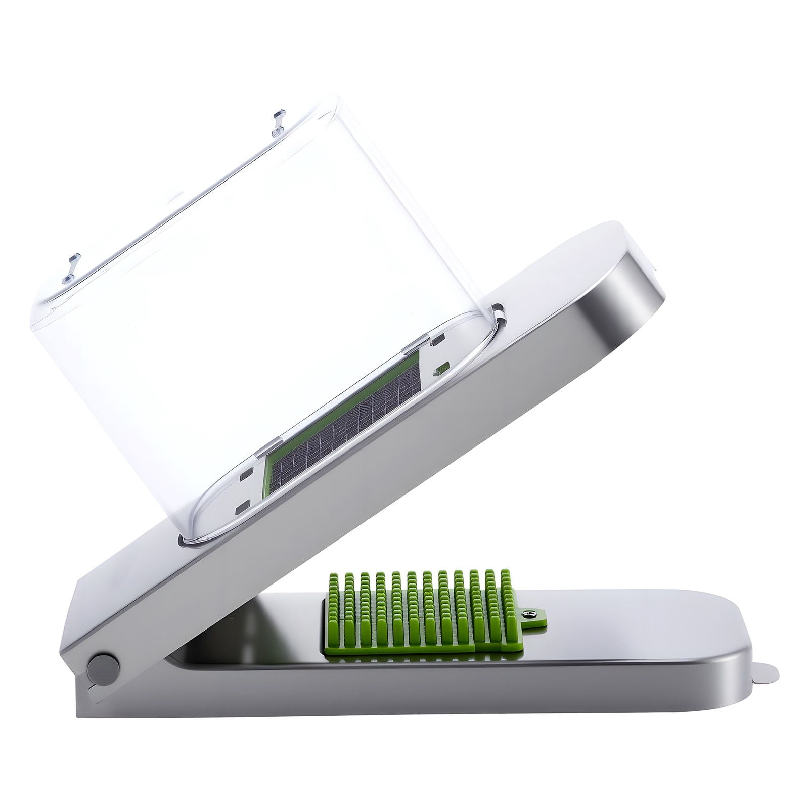 Vegetable Chopper, 3 Interchangeable Blade Sizes (0.2/0.47/0.71 Inch), 420 Stainless Steel Blades, 40.58 fl oz Container, Dishwasher Safe, 3-Step Easy Operation