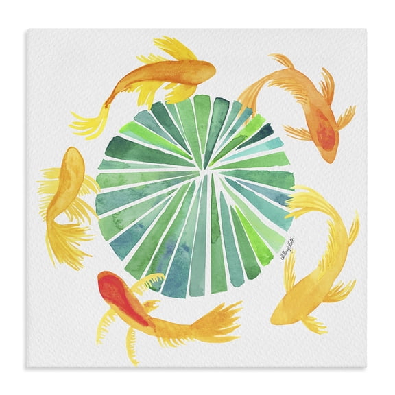 Stupell Industries Bohemian Lotus Garden Orbital Fish Canvas Art, 17 x 17, by Hillary Holt