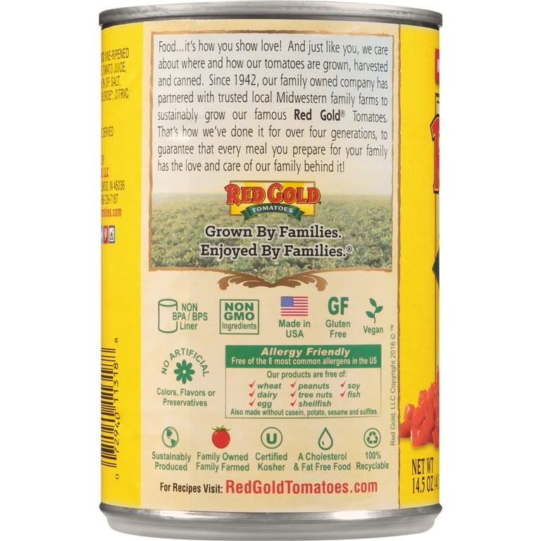 Red Gold, Petite Diced Tomatoes, 14.5 oz Can, Ripe Vine-Ripened