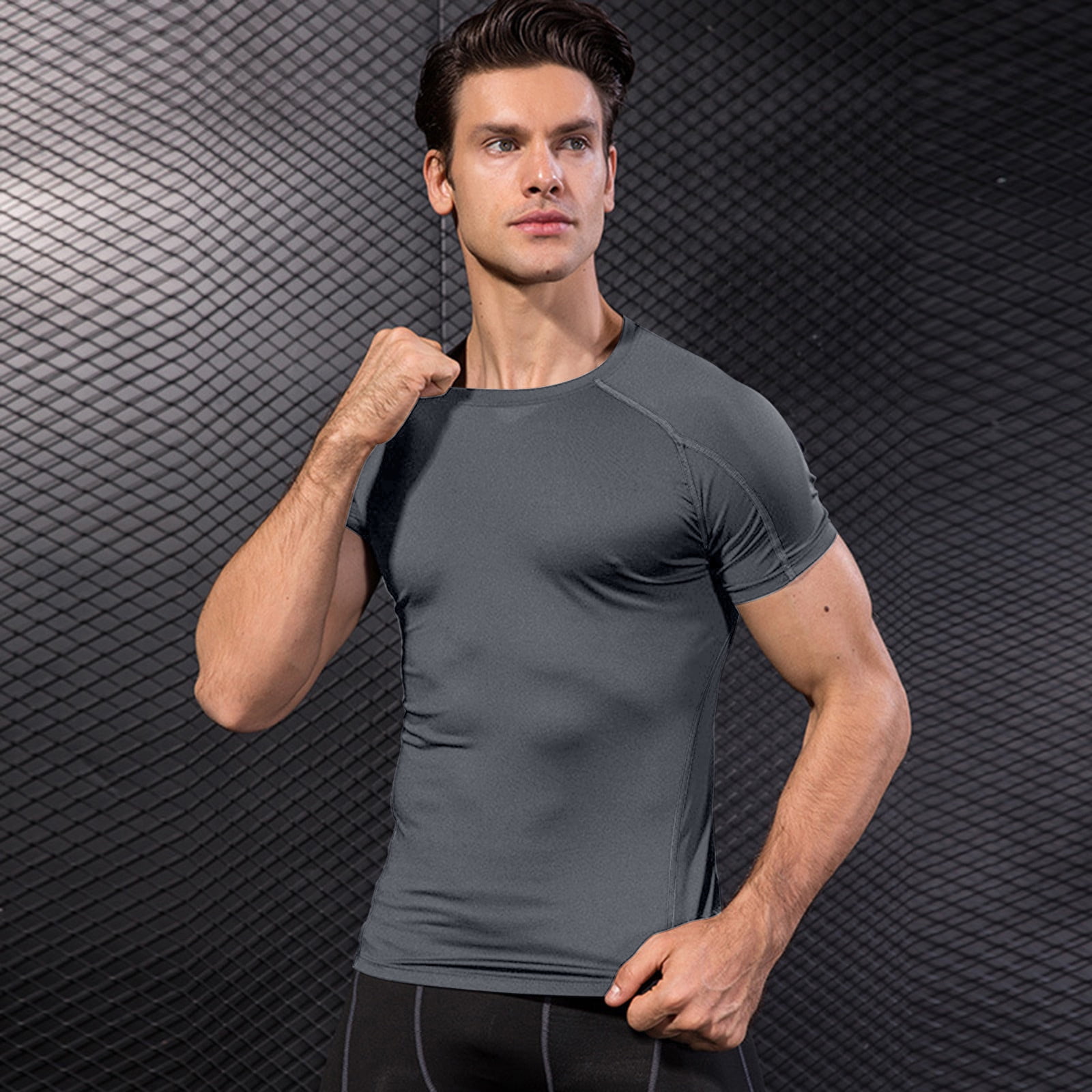 Dress Shirts Slim Fit Men'S Tight Fitting Fitness Sports Running Sleeved - Walmart.com