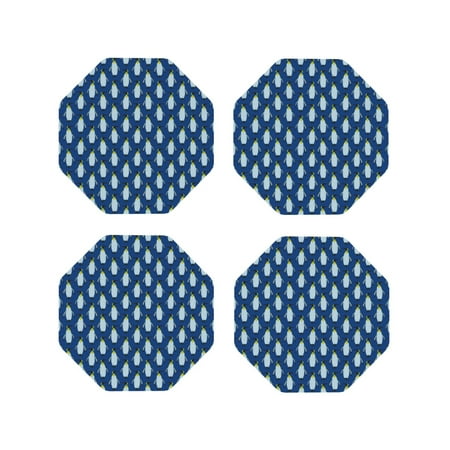 

Drink Coasters Set of 4 Beautiful King Penguin Leather Coasters for Coffee Table Protector Heat Resistant Cute Coasters for Home Decor Housewarming Gifts Bar Kitchen 4 Inch Octagon