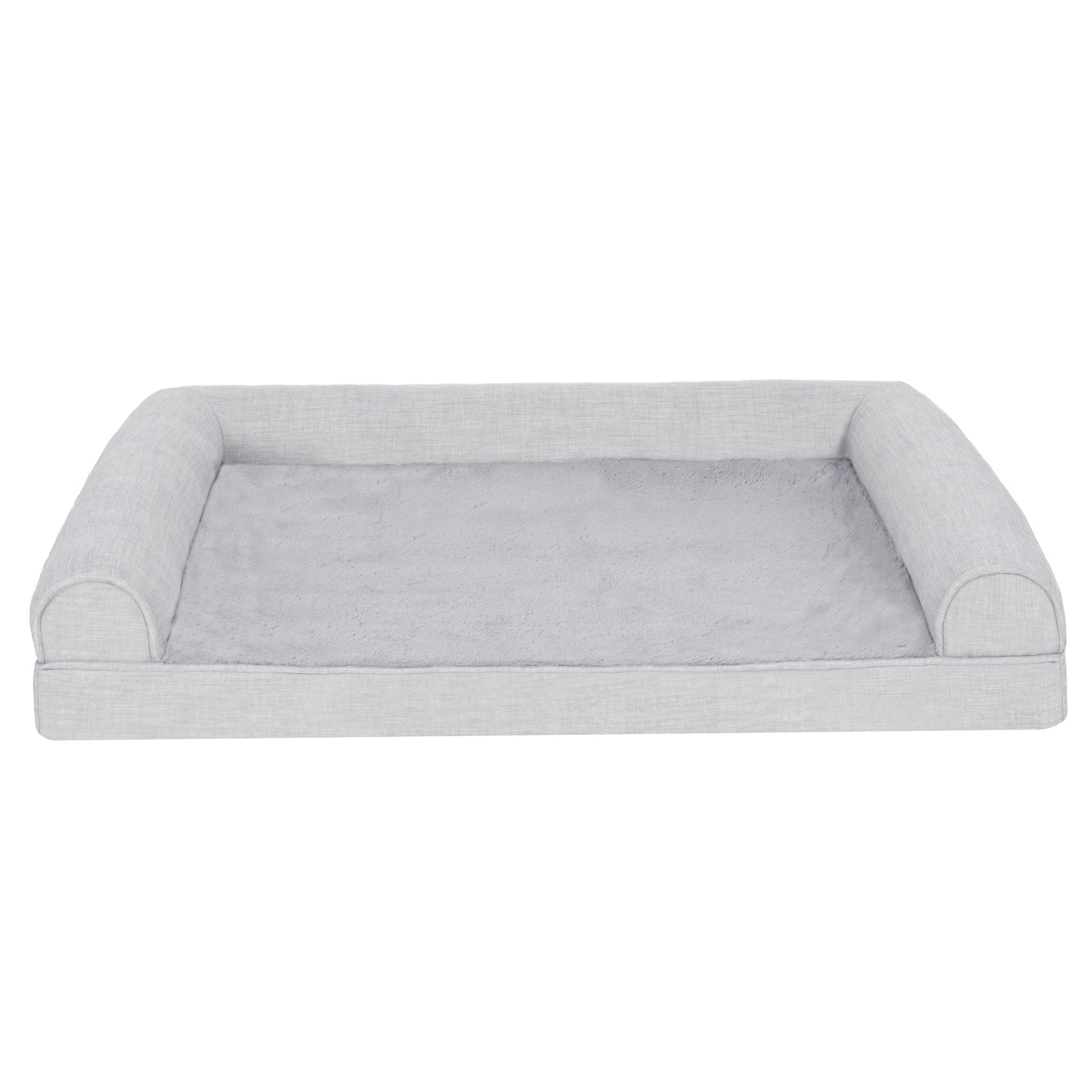 FurHaven Pet Products Plush & Performance Linen Orthopedic Sofa Pet Bed for Dogs & Cats - Mist Gray, Large