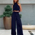 thumbnail image 4 of Traje De Verano De 2 Piezas Señoras Cami Top Pantalones Ombligo Expuesto Sin Mangas Traje de Vacaciones (Negro M) Cgtredaw para Mujer Negro T S, 4 of 6