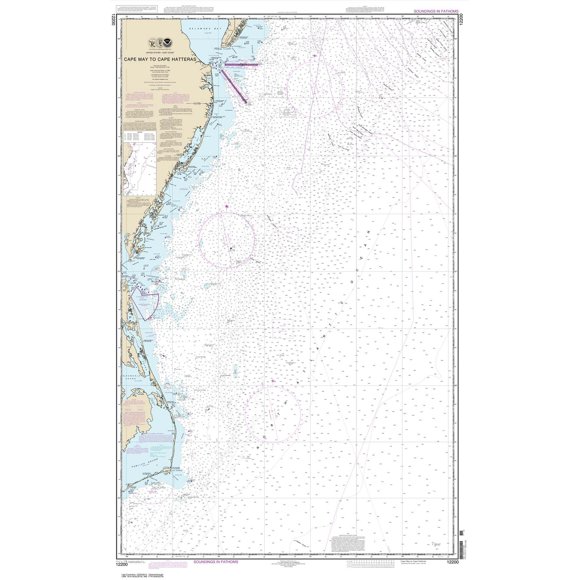 NOAA Chart 12200: Cape May to Cape Hatteras 32.6 x 52.6 (Traditional Paper)