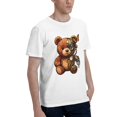thumbnail image 4 of Men Vintage Steampunk Gear Butterfly Teddy Bear Graphic Crew Neck T-Shirt, Retro Machinery Plush Bear Poly Cotton Casual Short Sleeve Tee, 4 of 8
