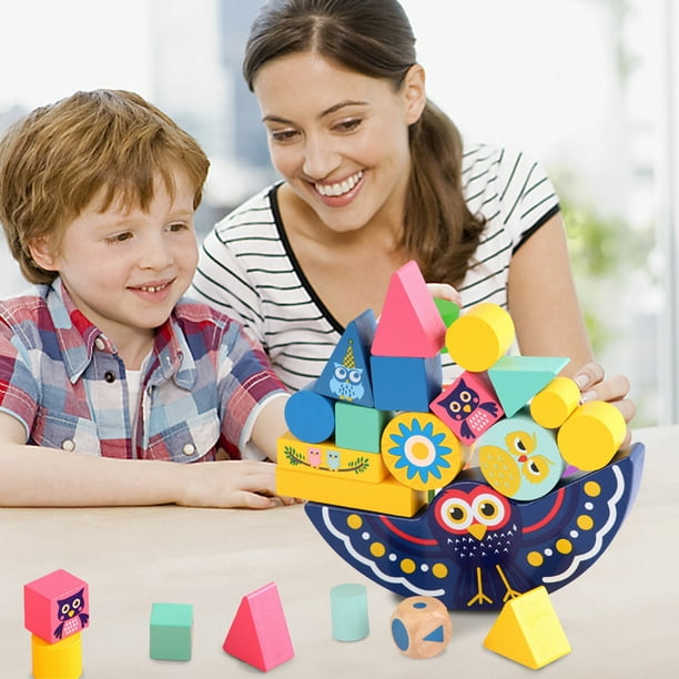 TIMIFIS Jouets Lego Duplo Blocs d'Équilibrage en Bois Base Tour Cylindrique  Jouets pour les Tout-Petits Bloc de Couleur Précoce Éducation pour 1 2 3  Ans Garçons et Filles Enfants Cadeaux de Noël 