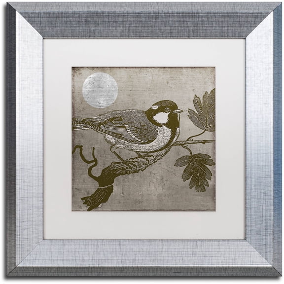 Trademark Fine Art "Moon Bird" Canvas Art by Color Bakery White Matte, Silver Frame