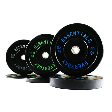 BalanceFrom Color Coded 2 In. Black Olympic Bumper Weight plates for Strength Training, Sold in Pairs