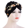 thumbnail image 1 of Turbante multicolor de moda con media trenza floral, sombrero trenzado con lunares, 1 of 6